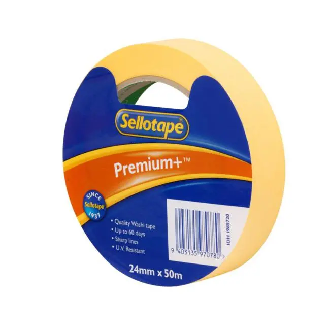 Sellotape Premium+ Washi Masking Tape – 24Mm × 50M, Easy-Tear Design 1