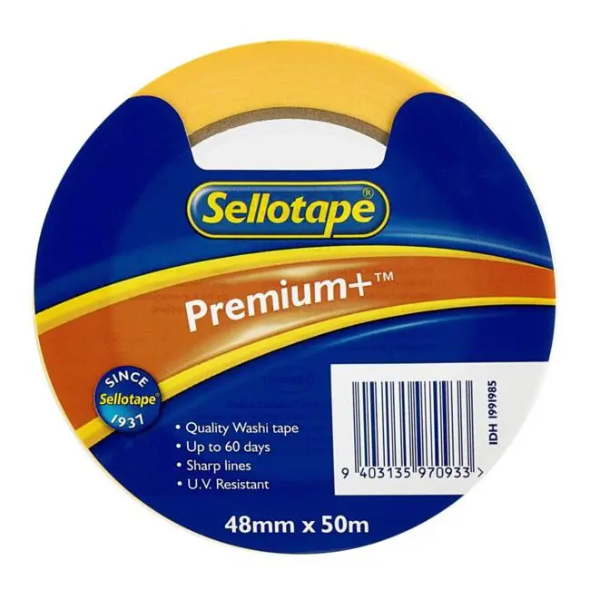 Sellotape Premium+ Washi Masking Tape – 48Mm × 50M, Decorative Finish 1