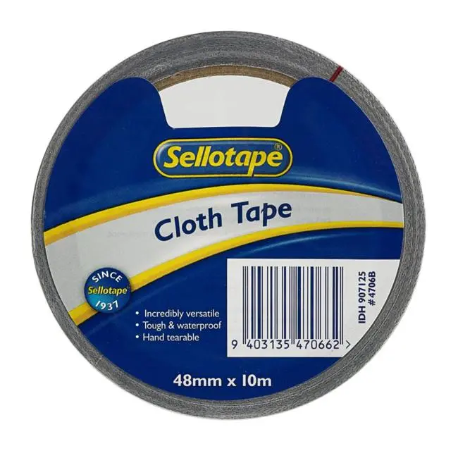 Sellotape Reinforced Black Cloth Tape – 48Mm × 10M, Code 4706 1