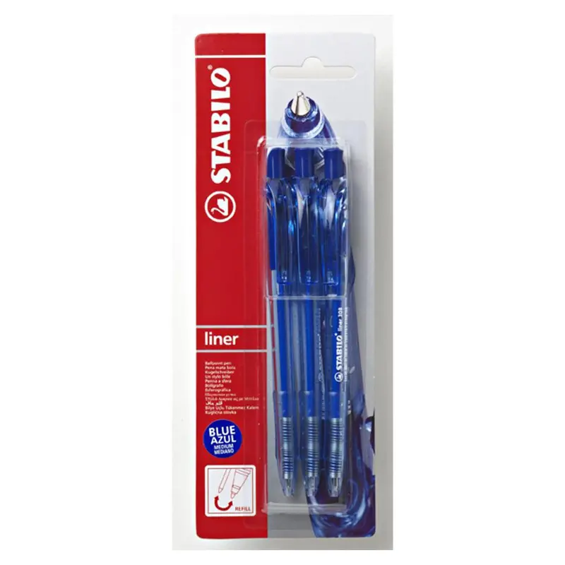 Stabilo Liner Ballpoint Pen – Blue Ink, Card-Packaged (0321530) 1