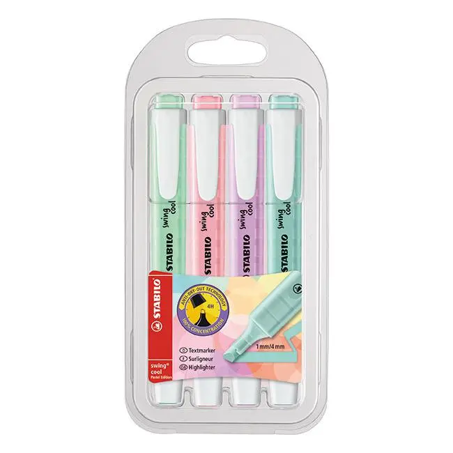 Stabilo Swing Cool Pastel Highlighter Set – 4-Piece Wallet Pack 1