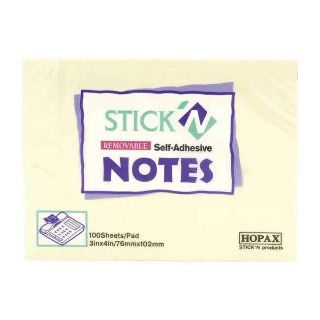 Stick’N Note Yellow Notepad – 76 Mm × 101 Mm, 100-Sheet Pad 1