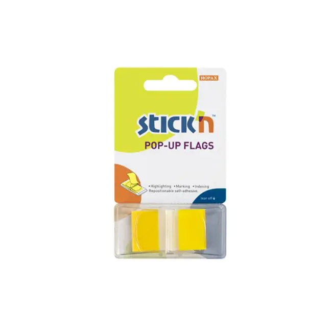 Stick’N Pop-Up Flag Notes – 45×25Mm, 50 Sheets, Bright Yellow 1