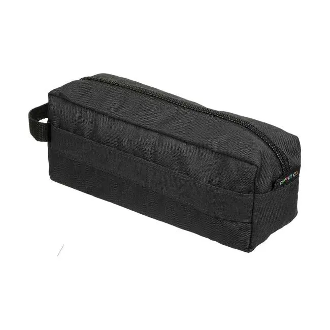 Supply Co Barrel-Style Black Pencil Case (22X8X8 Cm, Dual-Zip) 1