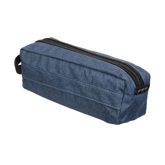 Supply Co Dark Blue Dual-Zip Barrel Pencil Case (22X8X8 Cm) 1