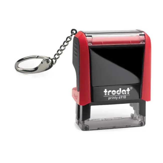 Trodat Printy 4910 Red Self-Inking Stamp With Keyring Attachment 1