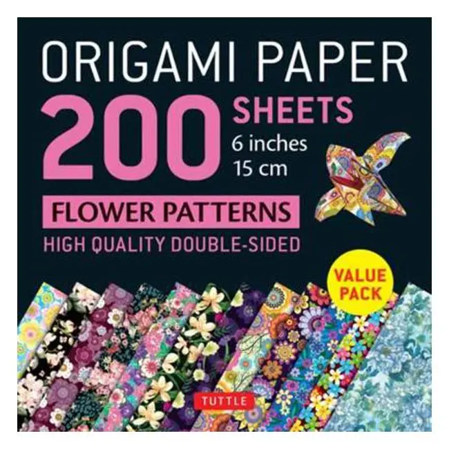 Tuttle Floral Pattern Origami Paper – 200 Double-Sided Sheets (6"/15Cm), 12 Designs + 6 Project Guides 1