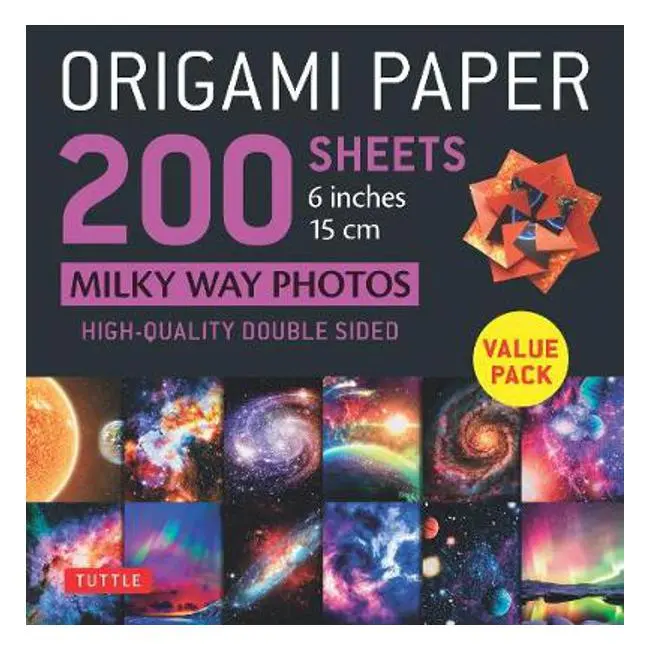 Tuttle Milky Way Photo Origami Paper – 200 Double-Sided Sheets (6"/15Cm), 12 Unique Images + 6 Project Guides 1