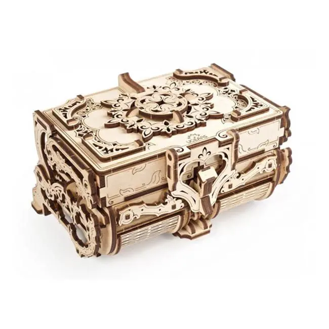 Ugears Antique Box Mechanical Puzzle – Decorative Wooden Storage Kit 1