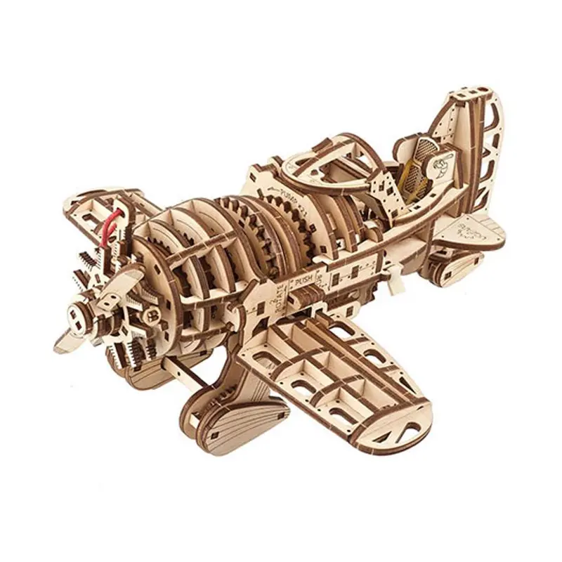 Ugears Mad Hornet Mechanical Airplane Model Kit – Wooden Puzzle Assembly (121553) 1