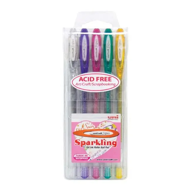 Uni-Ball Signo Sparkling Gel Ink Pen – 1.0 Mm Tip, Assorted Colors (5-Pack) 1