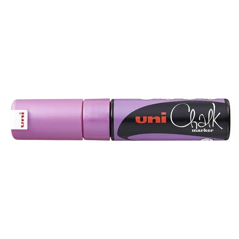 Uni Chalk Marker – Metallic Pink, 8Mm Chisel Tip 1