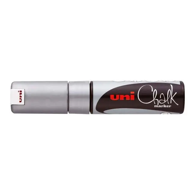 Uni Chalk Marker Pwe-8K – Silver Chisel Tip, 8 Mm Erasable On Non-Porous Surfaces 1