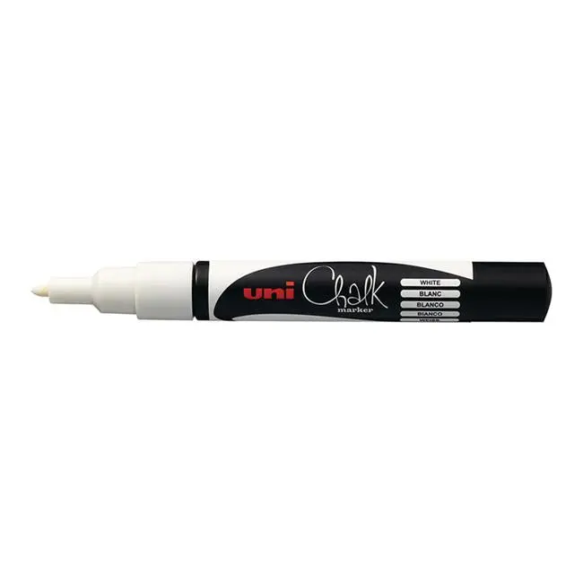 Uni Chalk Marker – White, 0.9–1.3 Mm Bullet Tip (Pwe-3Ms) 1