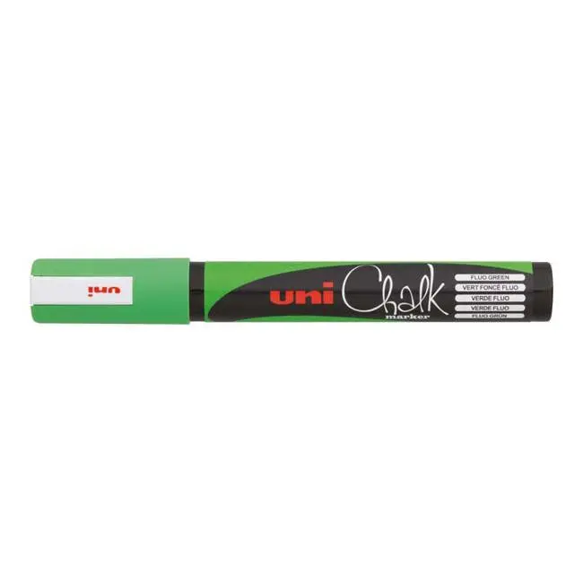 Uni Chalk Pwe-5M Fluorescent Green Marker – 1.8–2.5Mm Bullet Tip 1