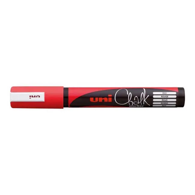 Uni Chalk Pwe-5M Red Marker – 1.8–2.5Mm Bullet Tip 1
