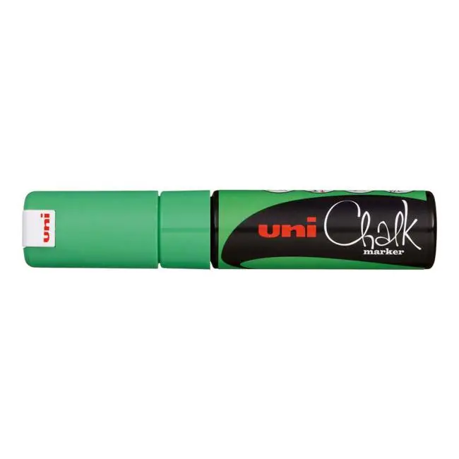 Uni Chalk Pwe-8K Fluorescent Green Marker – 8.0Mm Chisel Tip 1