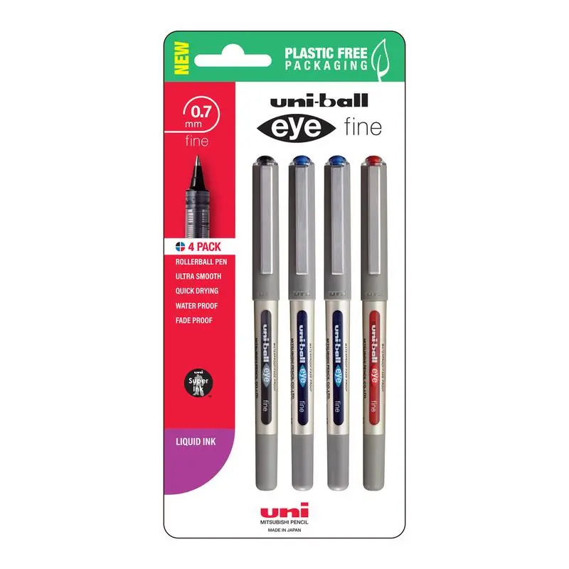 Uni Eye 0.7Mm Fine Rollerball Pens – Assorted Colors, 4-Pack (250355) 1