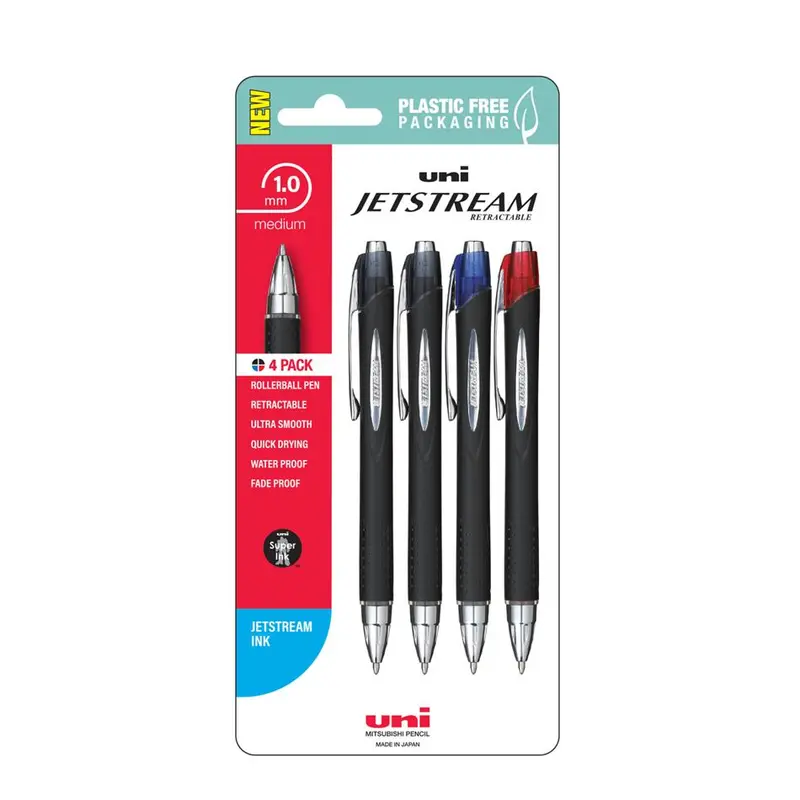 Uni Jetstream Retractable Rollerball Pens – 1.0Mm Tip, 4-Piece Assortment 1