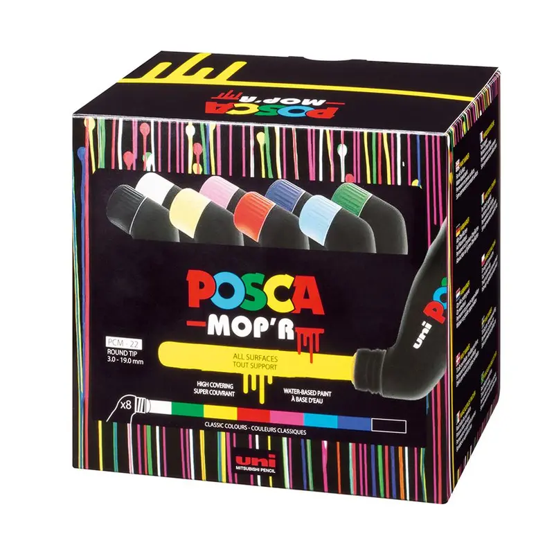 Uni Mop'R Paint Marker Set – 8 Colors, Tip Sizes 3–19Mm (Pcm-22) 1