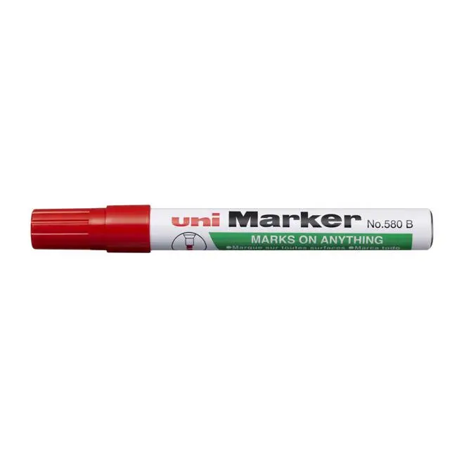 Uni Permanent Chisel-Tip Marker – Red (Model 580) 1