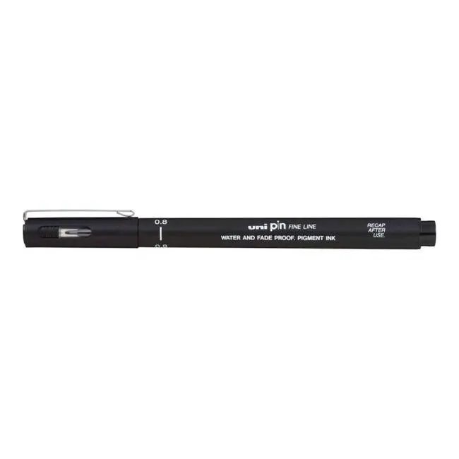 Uni Pin Fineline 0.8Mm Permanent Black Technical Drawing Pen (08-200) 1