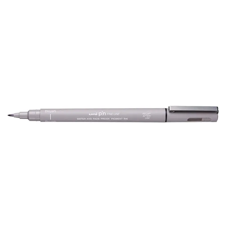 Uni Pin Fineline Permanent Brush Marker – Light Grey (249703), Fade-Resistant Ink 1