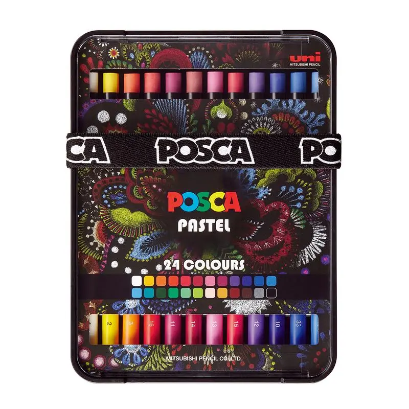 Uni Posca 24-Piece Pastel Marker Set – Vibrant & Blendable 1