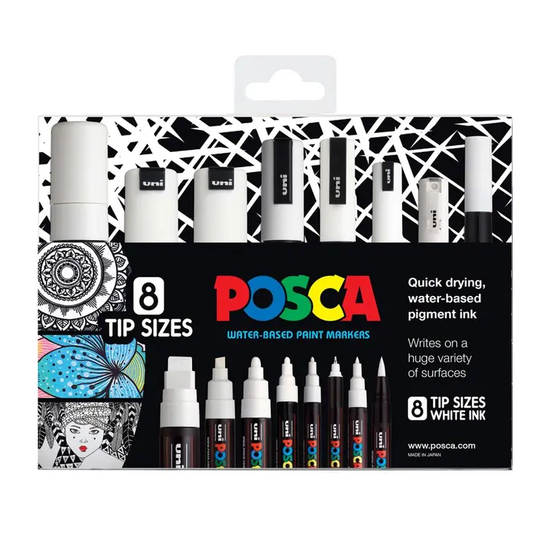 Uni Posca 8-Piece Marker Set – Assorted Tip Sizes 1