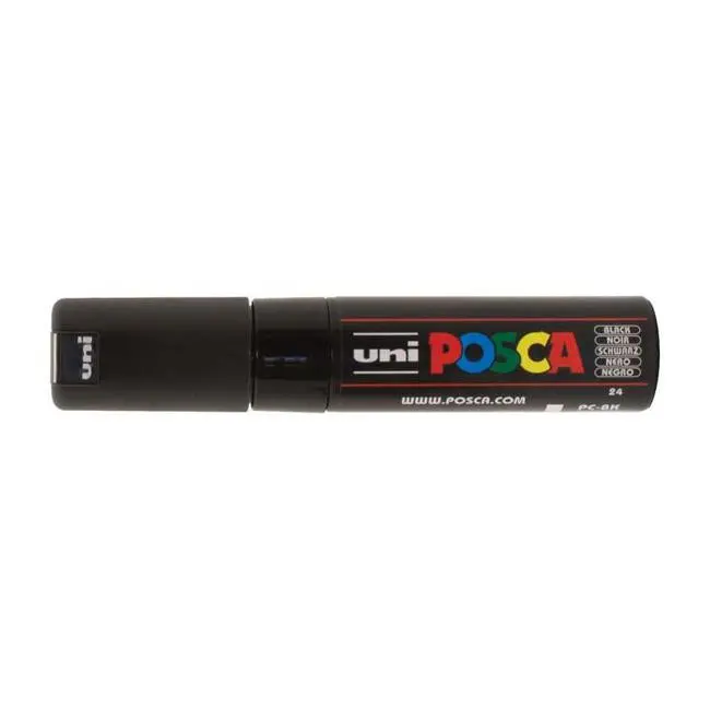 Uni Posca Bold Chisel Marker – Deep Black, 8 Mm Tip For Broad Coverage 1