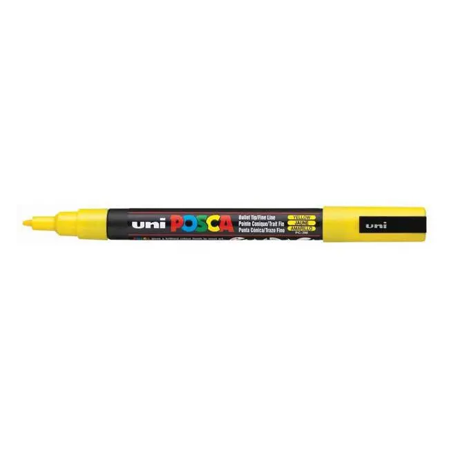 Uni Posca Fine-Tip Marker Yellow (0.9–1.3Mm) – Pc-3M 1