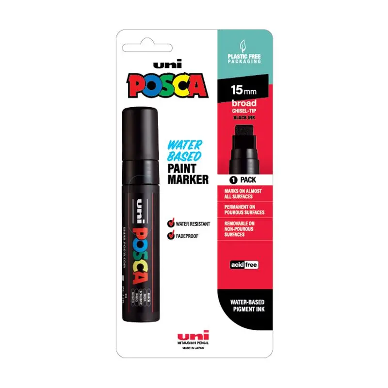 Uni Posca Pc-17K Extra-Broad Black Chisel Tip Marker (15Mm) 1