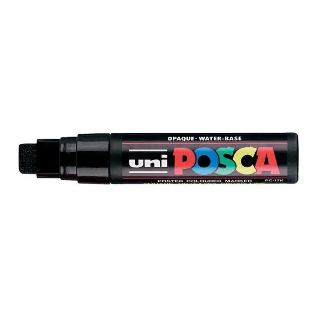 Uni Posca Pc-17K Marker – 15Mm Extra-Broad Chisel Tip, Matte Black 1