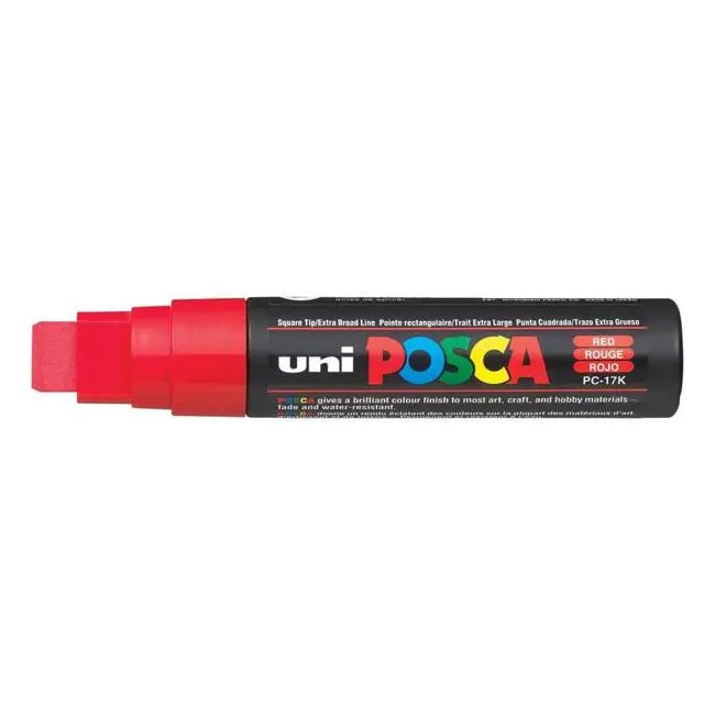 Uni Posca Pc-17K Marker – 15Mm Extra-Broad Chisel Tip, Ruby Red 1