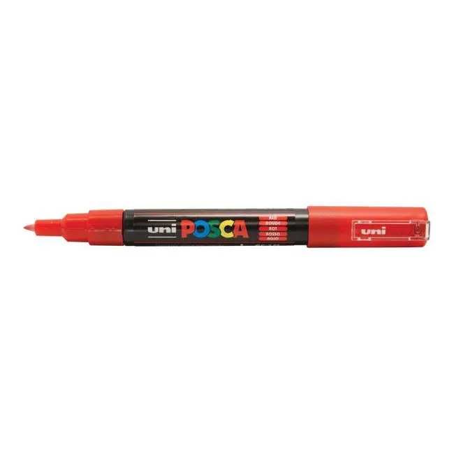 Uni Posca Pc-1M Red Marker – 0.7Mm Ultra-Fine Round Tip 1