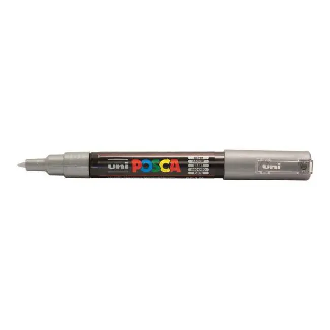 Uni Posca Pc-1M Silver Marker – 0.7Mm Ultra-Fine Round Tip 1