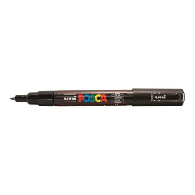 Uni Posca Pc-1M Ultra-Fine Black Marker — 0.7 Mm Round Tip 1