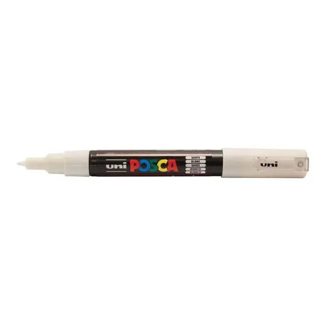 Uni Posca Pc-1M Ultra-Fine Round Tip Marker – White, 0.7 Mm Precision Line 1