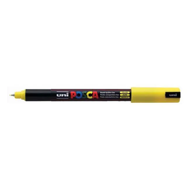 Uni Posca Pc-1Mr Bright Yellow Marker – 0.7Mm Ultra-Fine Pin Tip 1