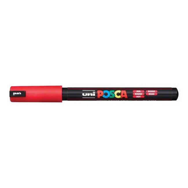 Uni Posca Pc-1Mr Red Marker – 0.7Mm Ultra-Fine Pin Tip 1