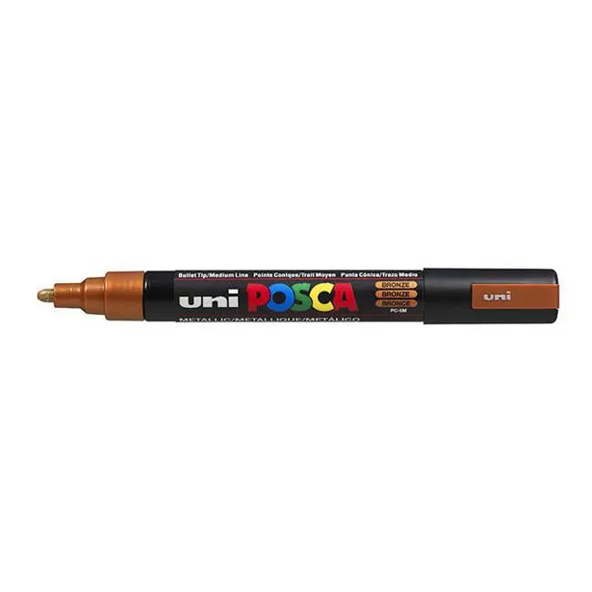 Uni Posca Pc-3M Fine-Tip Marker – Bronze, 0.9–1.3Mm, Metallic-Finish Paint Pen 1