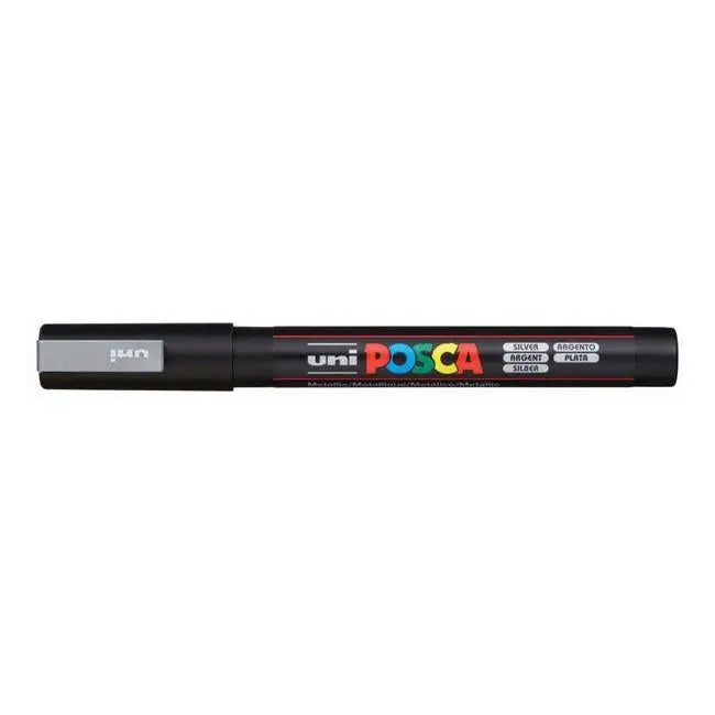 Uni Posca Pc-3M Metallic Silver Marker – 0.9–1.3Mm Fine Tip 1