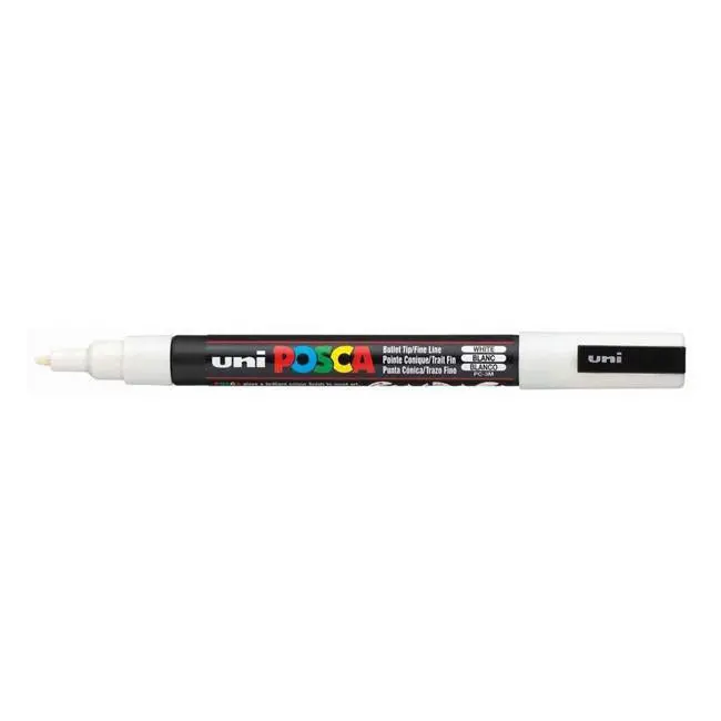 Uni Posca Pc-3M Opaque White Marker – 0.9–1.3Mm Fine Tip 1
