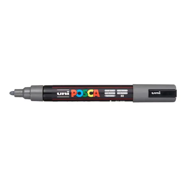 Uni Posca Pc-5M Medium Bullet Tip Marker – Rich Deep Grey (1.8–2.5 Mm) 1