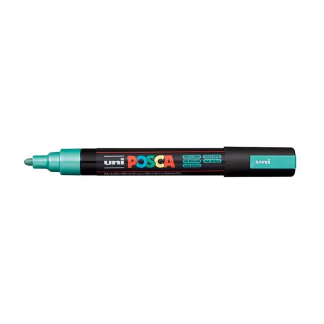 Uni Posca Pc-5M Medium Marker – 1.8–2.5 Mm Bullet Tip, Metallic Green 1