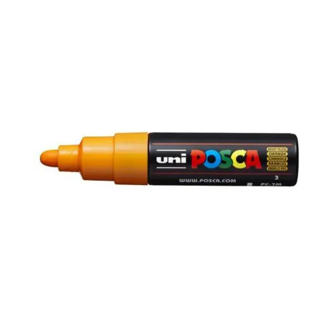 Uni Posca Pc-7M Bold Bullet Tip Marker – Electric Yellow (4.5–5.5 Mm) 1