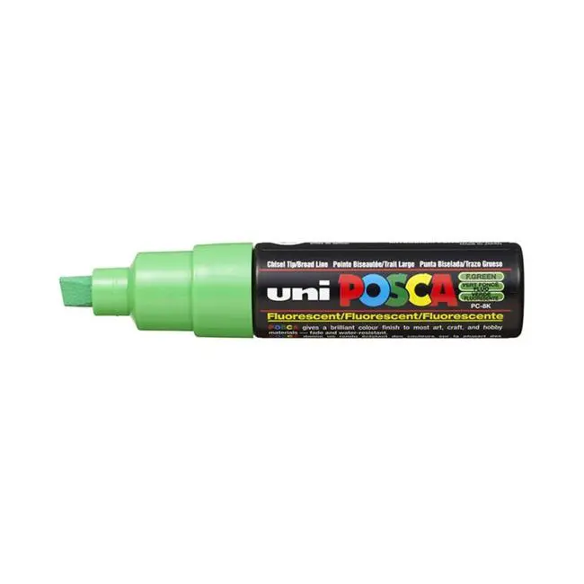 Uni Posca Pc-8K Bold Chisel-Tip Fluorescent Green Marker (8Mm) 1