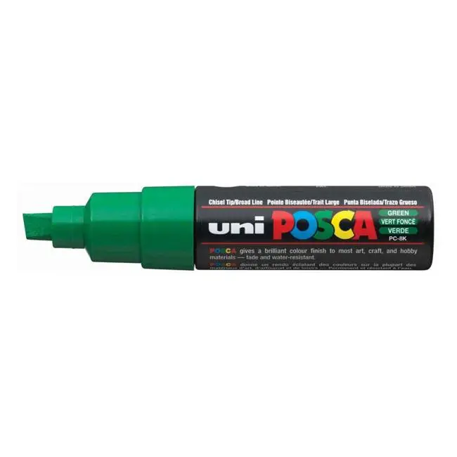 Uni Posca Pc-8K Green Chisel-Tip Marker, 8Mm Bold Line 1