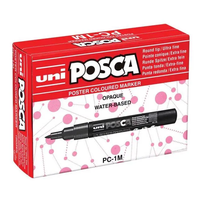 Uni Posca Ultra-Fine Marker Set – 12-Color Assortment, 0.7 Mm Round Tip 1