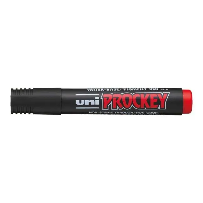 Uni Prockey Pm-126 Chisel-Tip Marker – Red, 5.7 Mm Broad Line 1